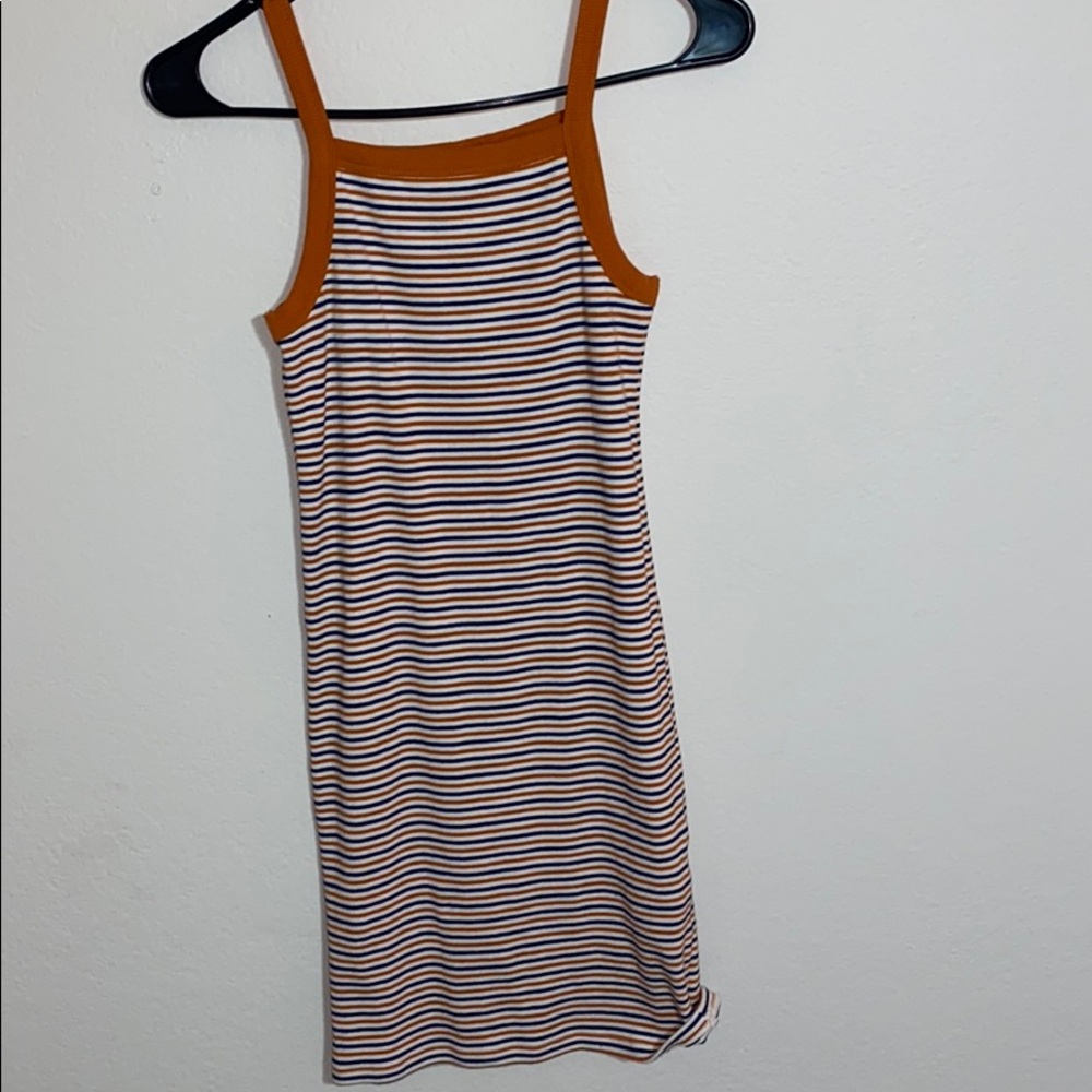 blue and orange striped bodycon